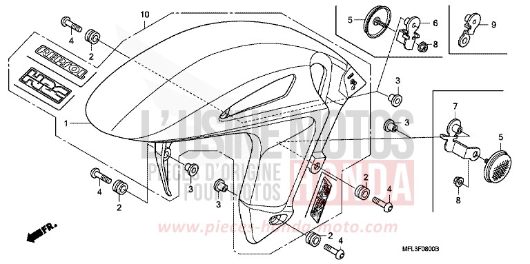 AILE AVANT von CBR1000RR "Fireblade" VIBRANT ORANGE (YR250HA) von 2011